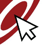 Cursor icon pointing at a red spiral on a white background.