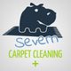 Hippo on a rug logo with text "Severn Carpet Cleaning +" in blue and green.