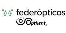 Logotipos de Federópticos y Optilent con símbolos de visión.