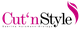 Logo mit Schriftzug "Cut'n Color" in Magenta und ein stilisiertes Haarsymbol rechts.