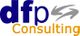 Logo mit blauem „dfp“ und orangem „Consulting“, graue Pfeile rechts daneben.