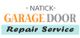 "Natick Garage Door Repair Service logo in bold orange and gray text."