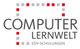 Logo: "Computer Lernwelt" mit quadratischen roten und grauen Elementen. Text: "EDV-Schulungen".