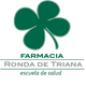 Logotipo con trébol verde y texto: "Ronda de Triana, escuela de salud".