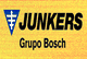 Logotipo de Junkers, parte del Grupo Bosch, con fondo amarillo y símbolo azul a la izquierda.