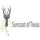 Silhouette of a deer's head with antlers next to the text "Suncoat of Texas."