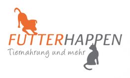Logo mit Hund und Katze, Text: "Futterhappen - Tiernahrung und mehr".