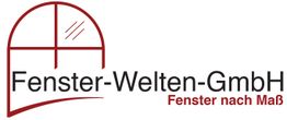 Logo der Fenster-Welten-GmbH mit Slogan: "Fenster nach Maß" und Skizze eines halbrunden Fensters.