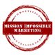 Red stamp with "Mission Impossible Marketing" and "Competitive Intelligence" text.