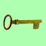 Goldener Schlüssel auf grünem Hintergrund.