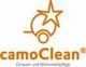 Logo mit orangefarbenem Symbol und Schriftzug "camoClean® Caravan- und Wohnmobilpflege".