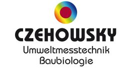 Logo mit bunter Kreisgrafik und Text: "CZEHOWSKY Umweltmesstechnik Baubiologie".
