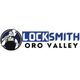 Logo for Locksmith Oro Valley with a worker holding a key.