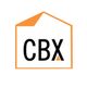Logo with "CBX" in bold black letters, orange triangular roof outline above.