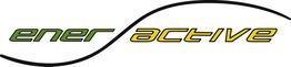 Logo mit dem Schriftzug "ener active" in grün und gelb, mit einer dynamischen schwarzen Linie.