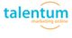 Logo de "Talentum marketing online" con texto azul y naranja.