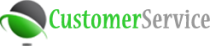 Green and gray "Customer Service" logo with abstract green and black headset.