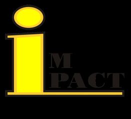 Gelbes "i" und schwarzes Wort "mpact" bilden zusammen das Wort "Impact" auf schwarzem Hintergrund.