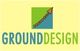 Logo mit aufwärts zeigendem Pfeil, Schriftzug "GroundDesign". Farben: Grün, Blau, Gelb.