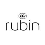 Schwarzes "rubin" Logo mit stilisierter Krone darüber auf weißem Hintergrund.