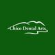 Logo of Chico Dental Arts on a green background with stylized white mountain silhouette.