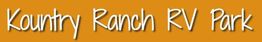 Text reading "Kountry Ranch RV Park" on an orange background.