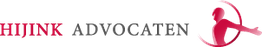 Logo van Hijink Advocaten met rood-wit figuur en cirkel.