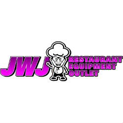 JWJ Restaurant Equipment Outlet logo with a cartoon chef character.