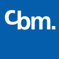 Blaues Logo mit weißem Text "CbM" und einem Punkt am Ende.