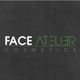 FACE Atelier Cosmetics-Logo auf schwarzem Hintergrund, Text in Weiß und Grün.