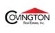 Covington Real Estate, Inc. logo featuring stylized red roof above the text.