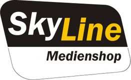 Logo mit Text "SkyLine Medienshop" in Schwarz und Gelb auf weißem Hintergrund.