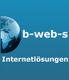 Blaues Logo mit Globus und dem Text „b-web-s Internetlösungen“ auf blauem Hintergrund.