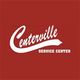 "Centerville Service Center logo on a red background with white text."