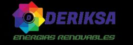 Logo de Deriksa con una flor multicolor y texto "Energías Renovables" en fondo negro.