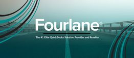 Fourlane logo with text: "#1 Elite QuickBooks Solution Provider and Reseller" on a foggy road background.