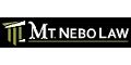 "Mt. Nebo Law logo with a column design on a black background."