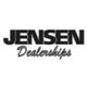 "Black text logo: 'Jensen Dealerships'. 'Jensen' in bold, uppercase; 'Dealerships' in script."