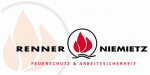 Logo mit roter Flamme, Text: "RENNER NIEMIETZ, FEUERSCHUTZ & ARBEITSSICHERHEIT".