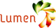 Logo van Lumen met gekleurd bloempatroon aan de rechterkant.
