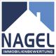 Logo mit Hausdachgrafik, Text: "Nagel Immobilienbewertung", blaue und weiße Farben.