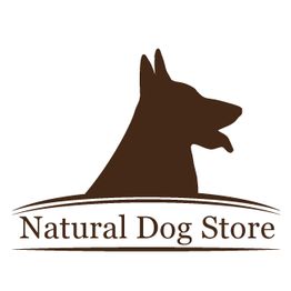 Logo mit Silhouette eines Hundes und Text "Natural Dog Store".