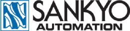 Logo of Sankyo Automation with a blue abstract design on the left and text on the right.