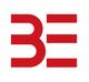 Rode letters "BE" op een witte achtergrond.