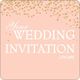 Peach background with "Your Wedding Invitation.com" in white and gold confetti on top.