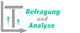 Logo mit Text "Befragung und Analyse" und einem stilisierten Diagramm mit Pfeil.