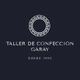 Logotipo del Taller de Confección Garay con texto "Desde 1990" en fondo oscuro.