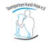 Umriss von Mensch und Hund mit Text "Teampartner-Hund-Hoya e.V." in Blau und Schwarz.