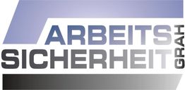 Logo mit Schriftzug "Arbeitssicherheit Grah" in Blau und Grau auf weißem Hintergrund.
