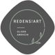 Logo mit Text "REDENS!ART" und "OLIVER AMRHEIN", grauer Hintergrund, elegantes Design.